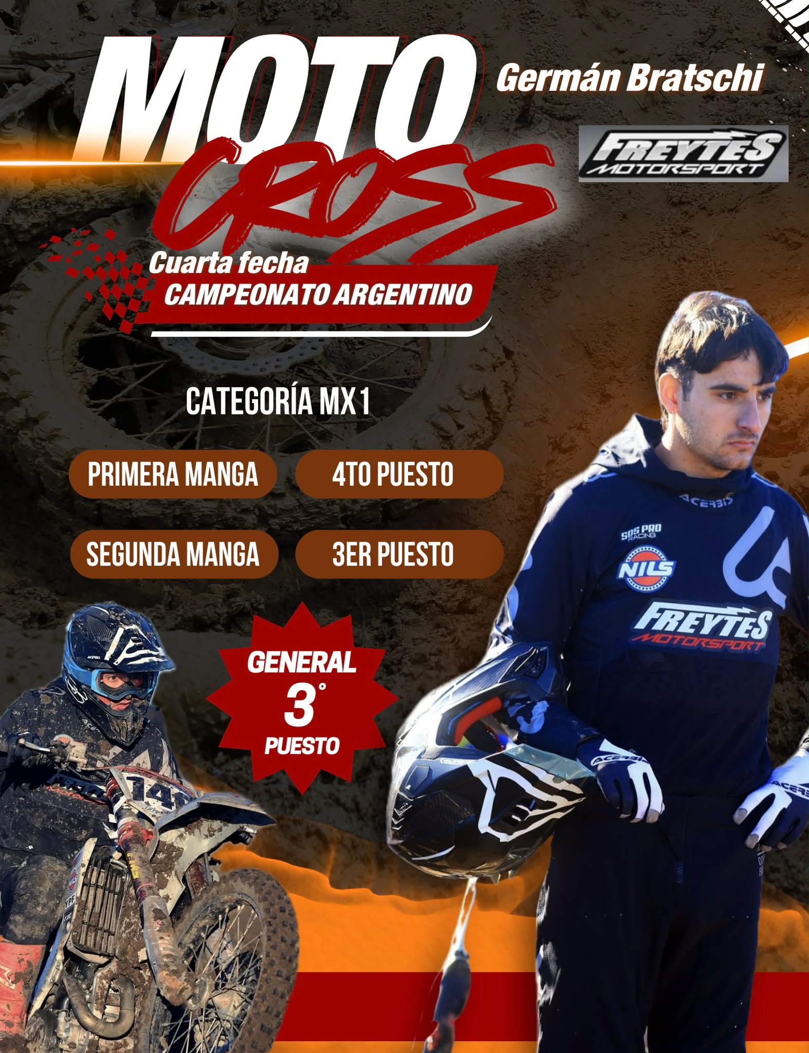 Germán Bratschi participó de la fecha del Campeonato Nacional de Motocross Argentino en San Juan 12.07.26