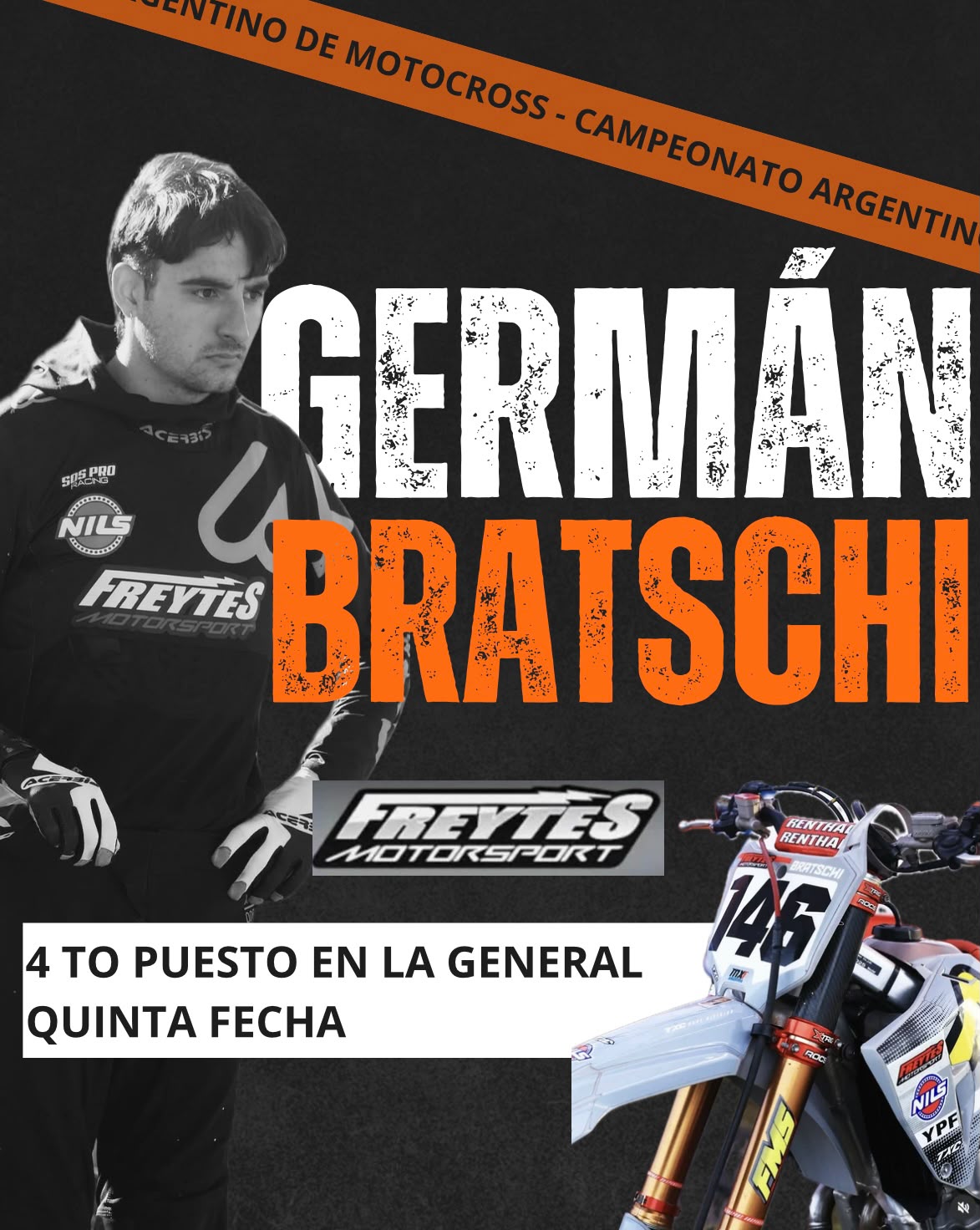 Germán Bratschi, cuarto en la general de MX1 en Catamarca